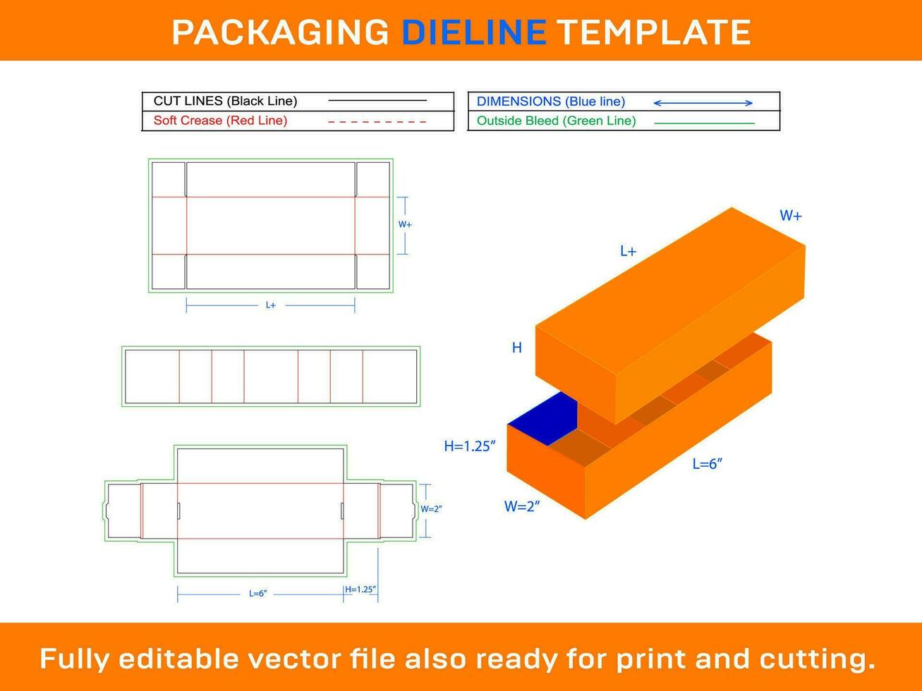 chocolate caja con claro tapa insertar dieline modelo vector