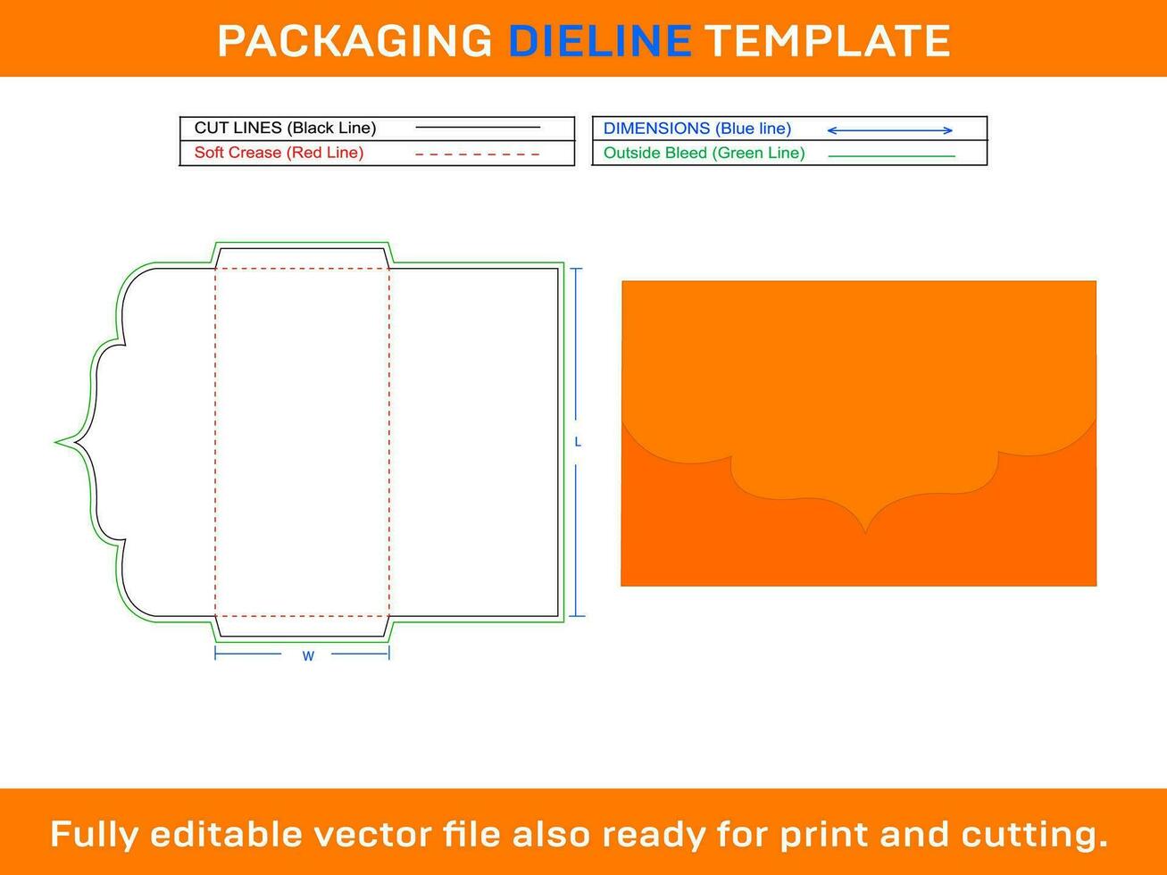 Envelope Dieline Template, SVG, EPS, PDF, Ai, DXF, PNG, JPEG vector