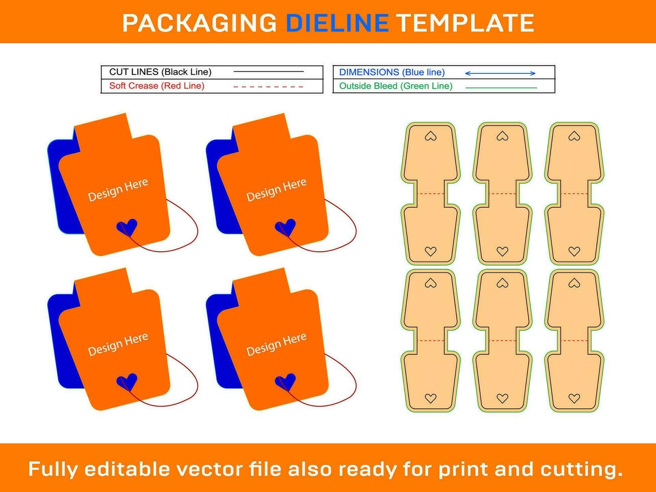 Bracelet Card Display Dieline Template SVG, Ai, EPS, PDF, DXF, JPG, PNG File vector