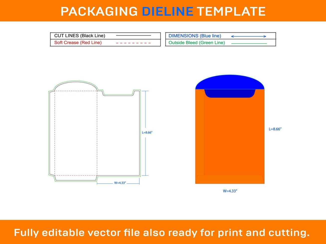 Seed Packet Envelope Dieline Template vector