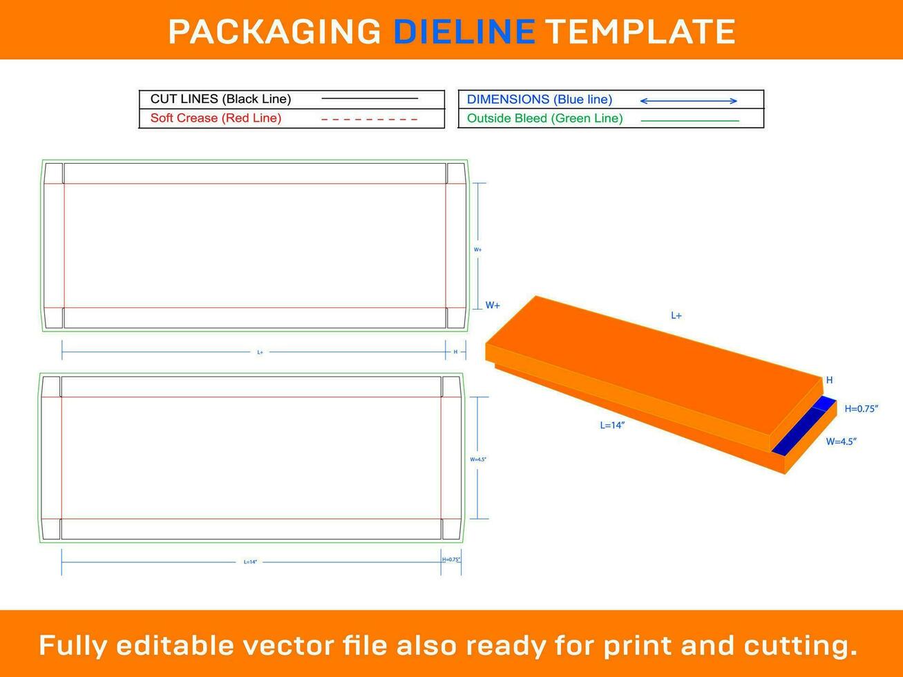 Tie Box, Gift Box Dieline Template vector