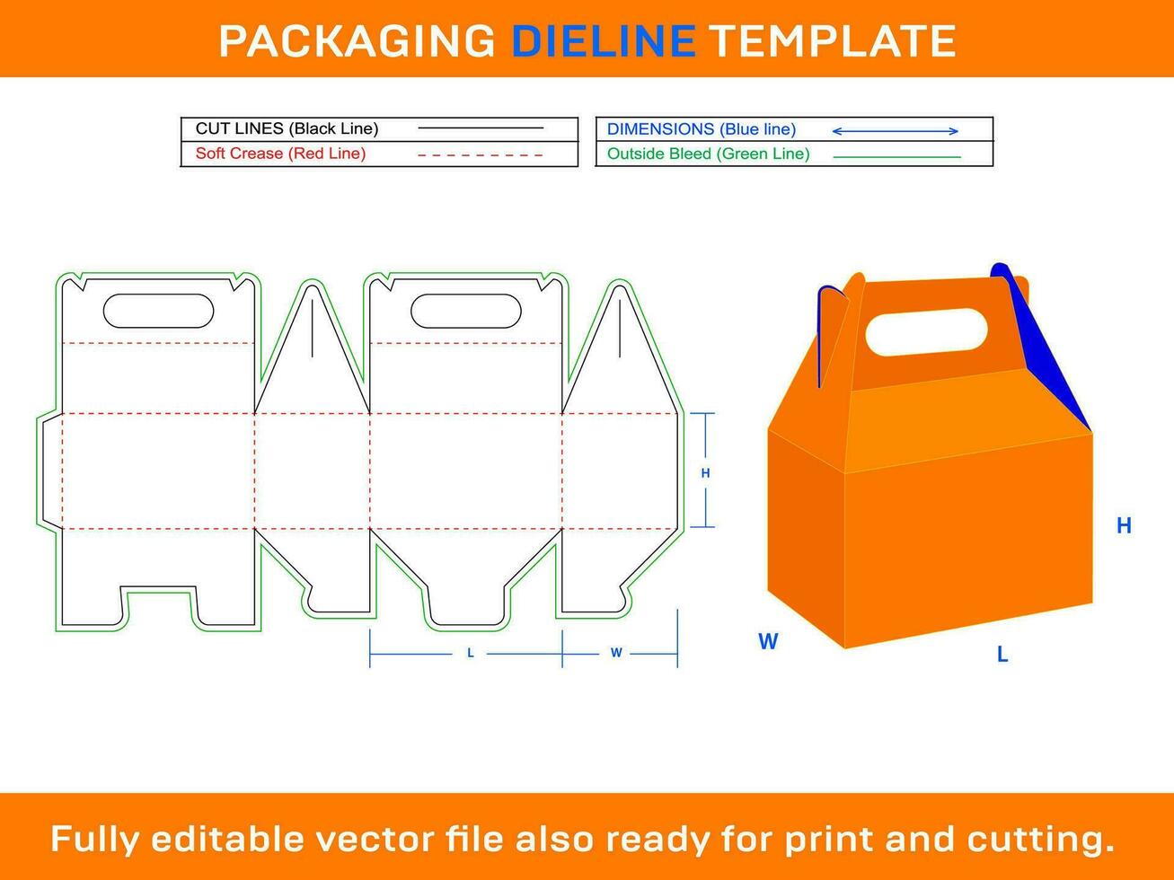Gift Box, Dieline Template. SVG, EPS, PDF, DXF. Ai, PNG, JPEG vector