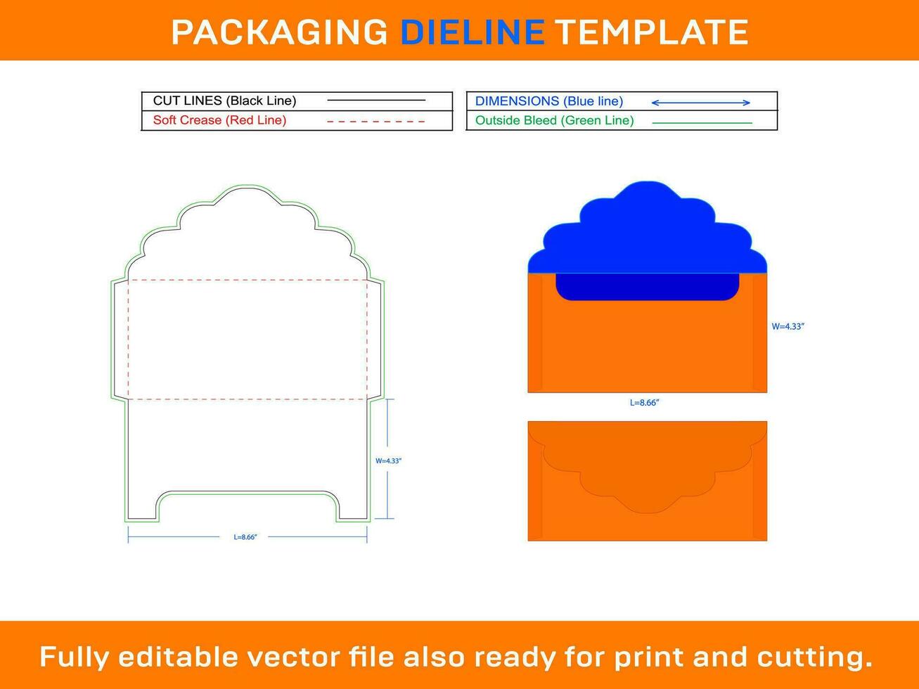 Gift Packet, Seed Packet Envelope Dieline Template SVG, Ai, EPS, PDF, DXF, JPG, PNG File vector