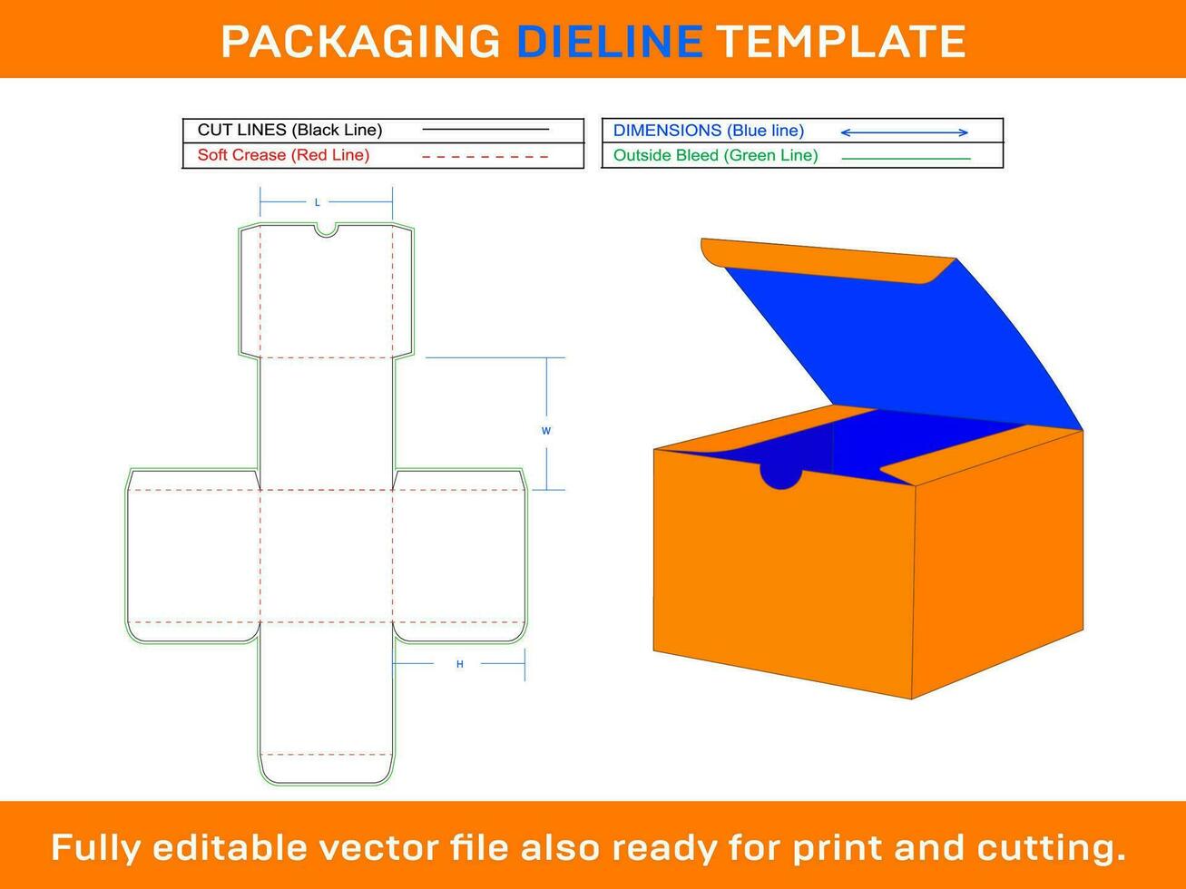 Gift Box, Dieline Template vector