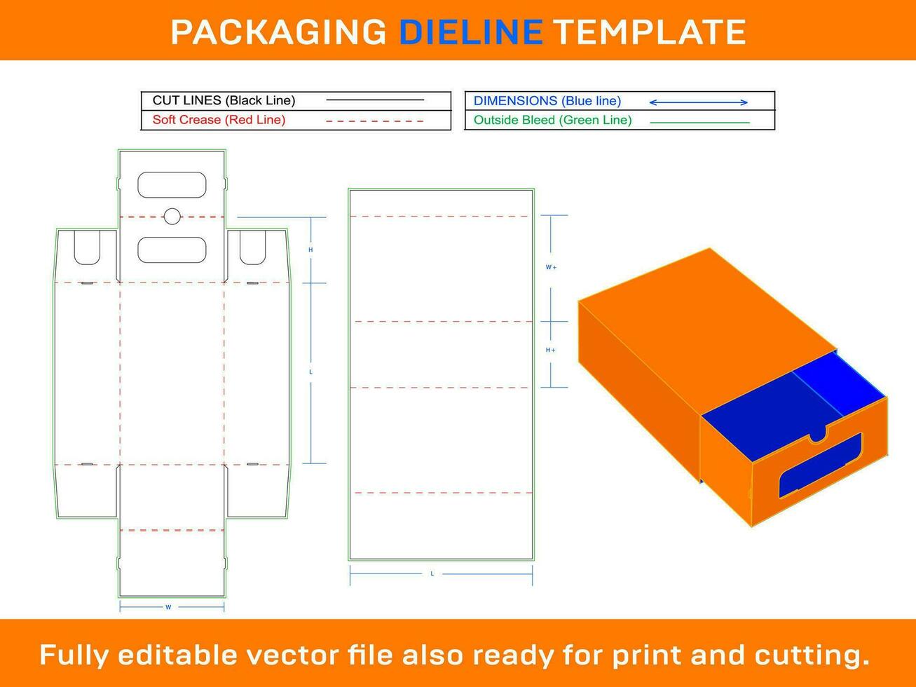 Shoe Lock Box, Dieline Template vector