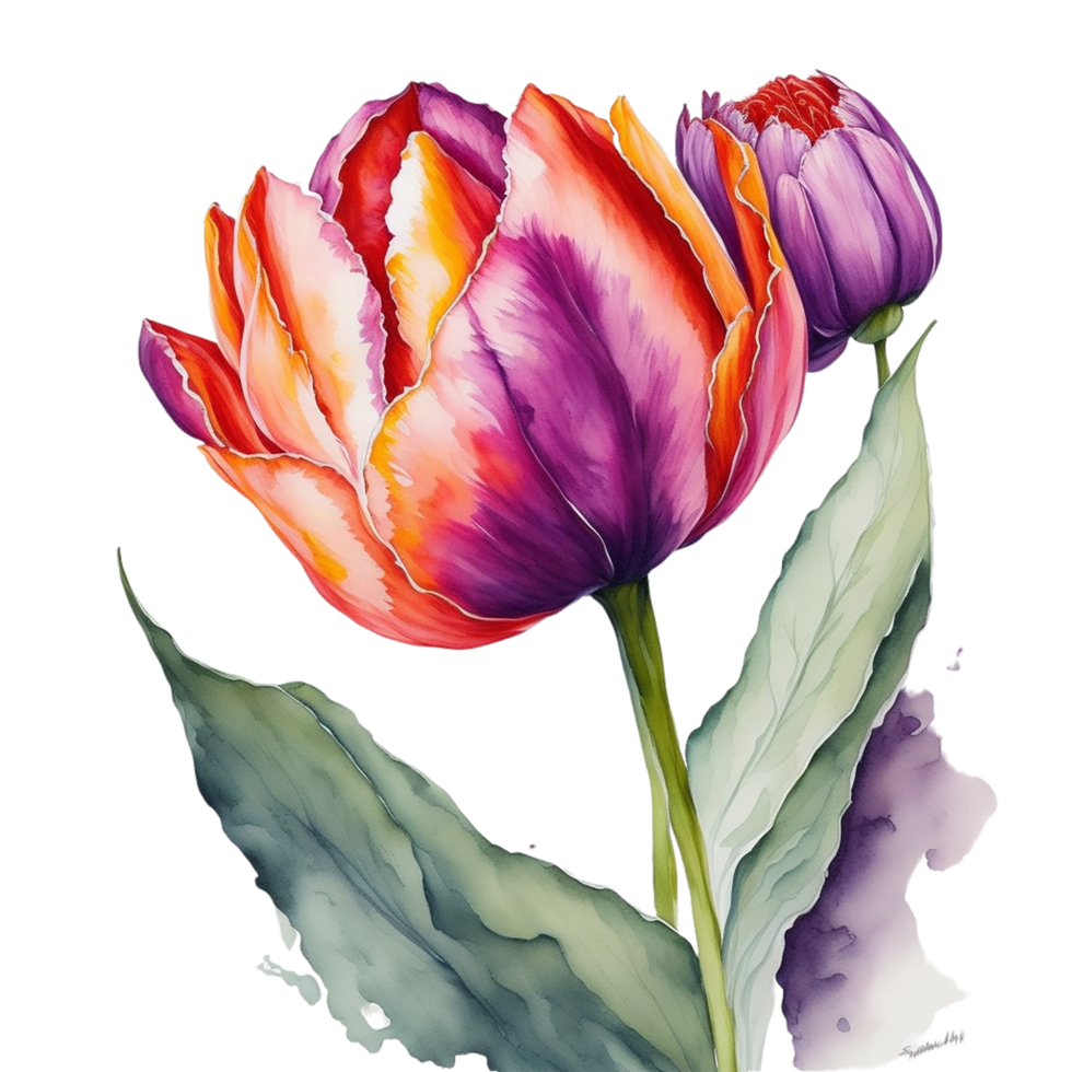 ai généré, aquarelle fleur png