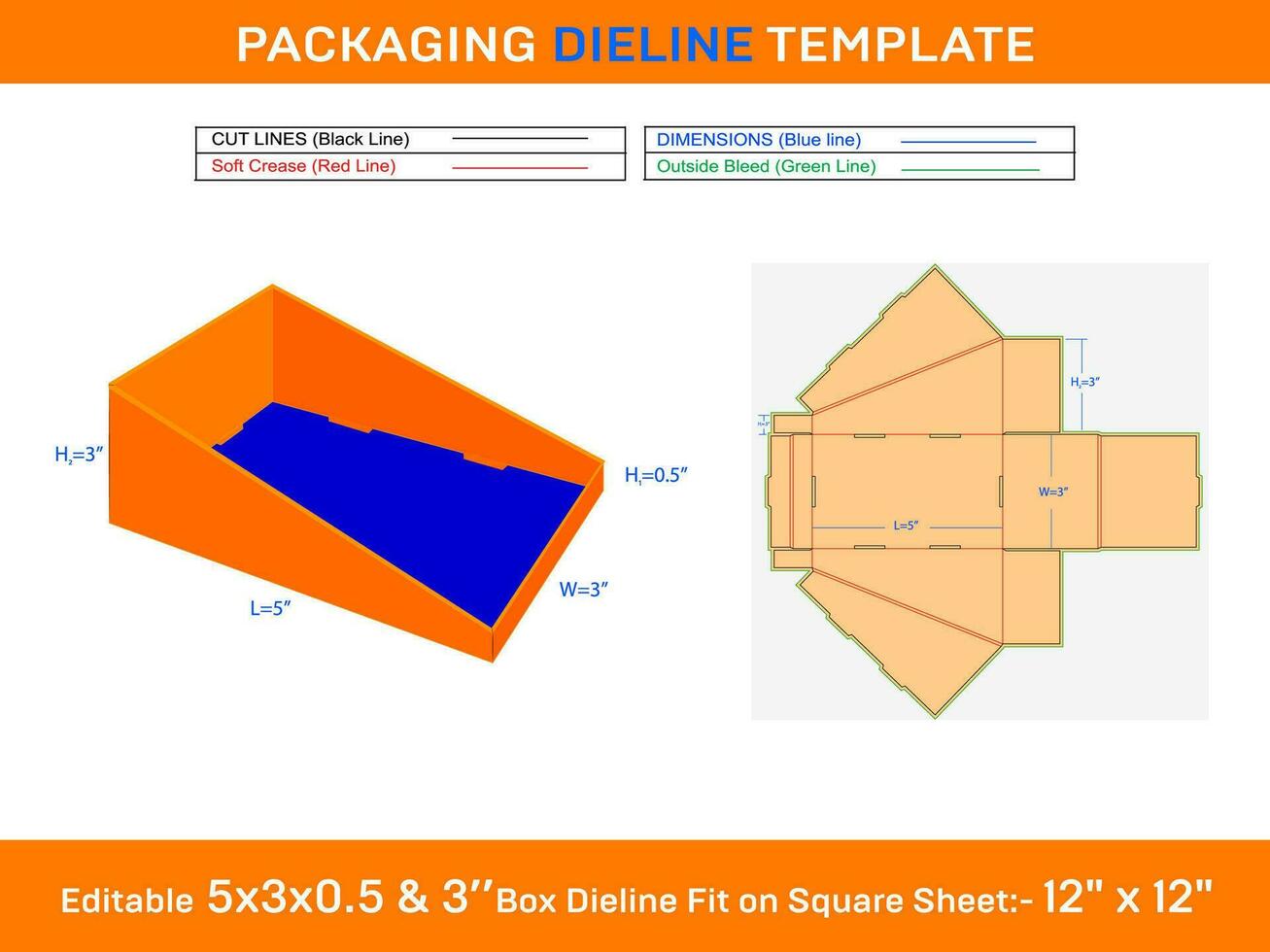 Self Loking Cardboard Storage Box Dieline Template SVG, Ai, EPS, PDF, DXF, JPG, PNG File vector