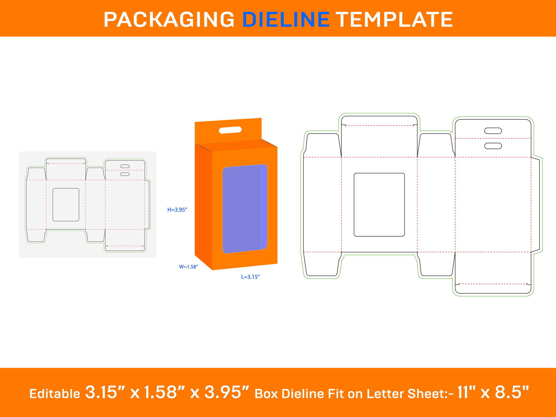 Tuck end box with hang tag Mobile chaeger box dieline template 25256352