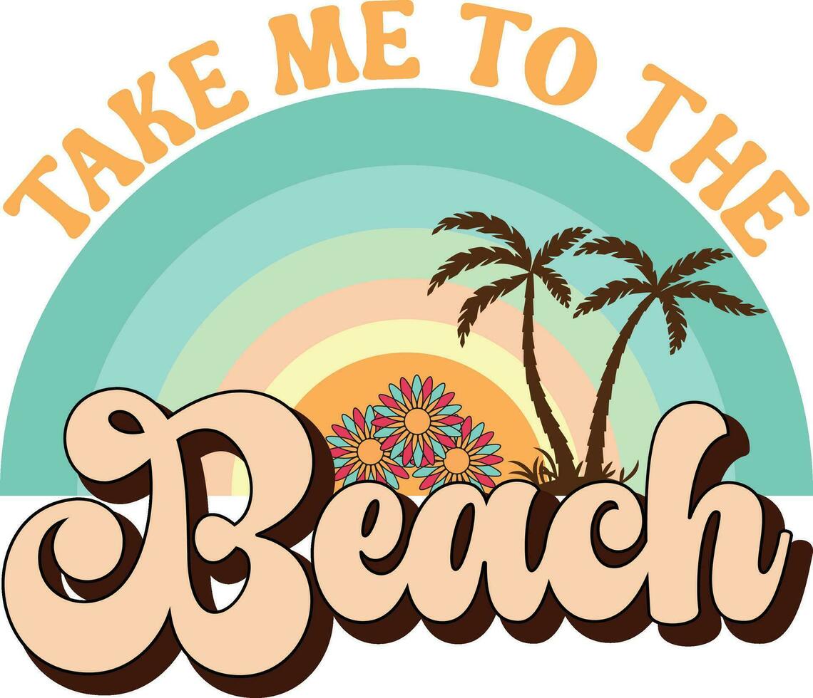 Summer retro graphic set of two illustrations vector