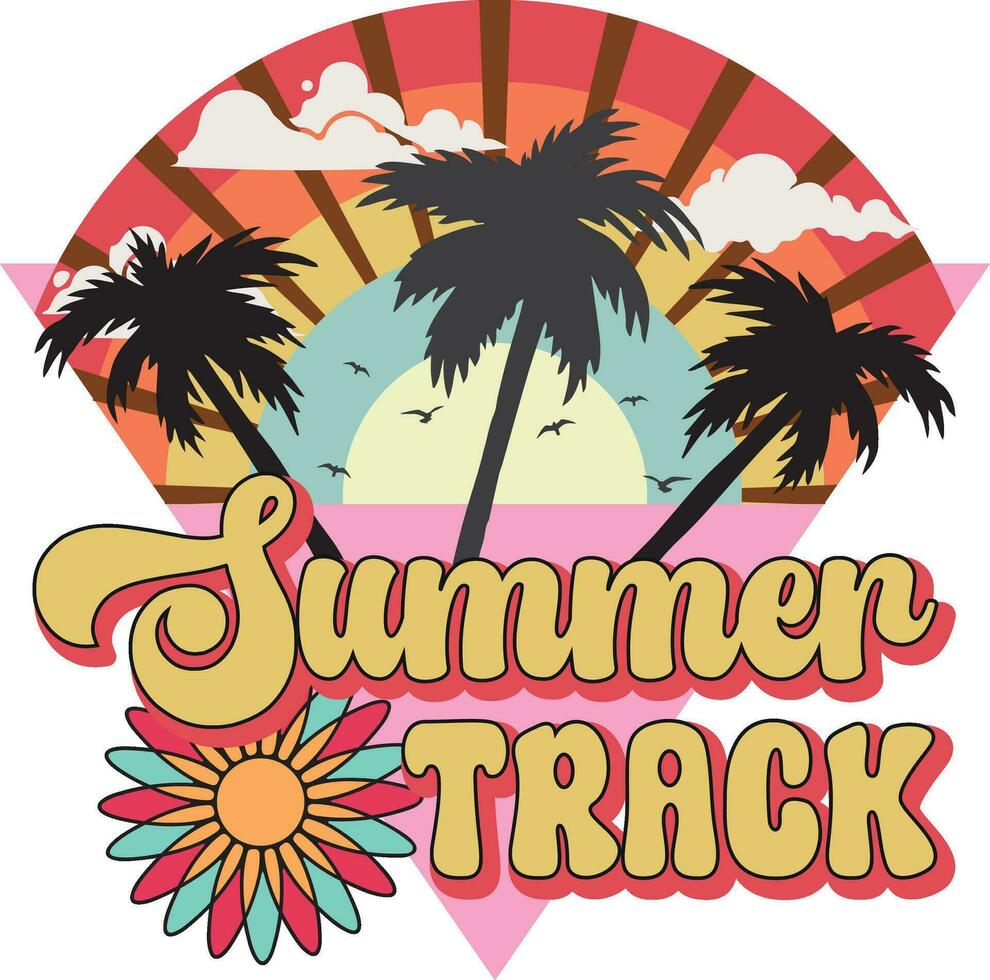 Summer retro graphic set of two illustrations vector