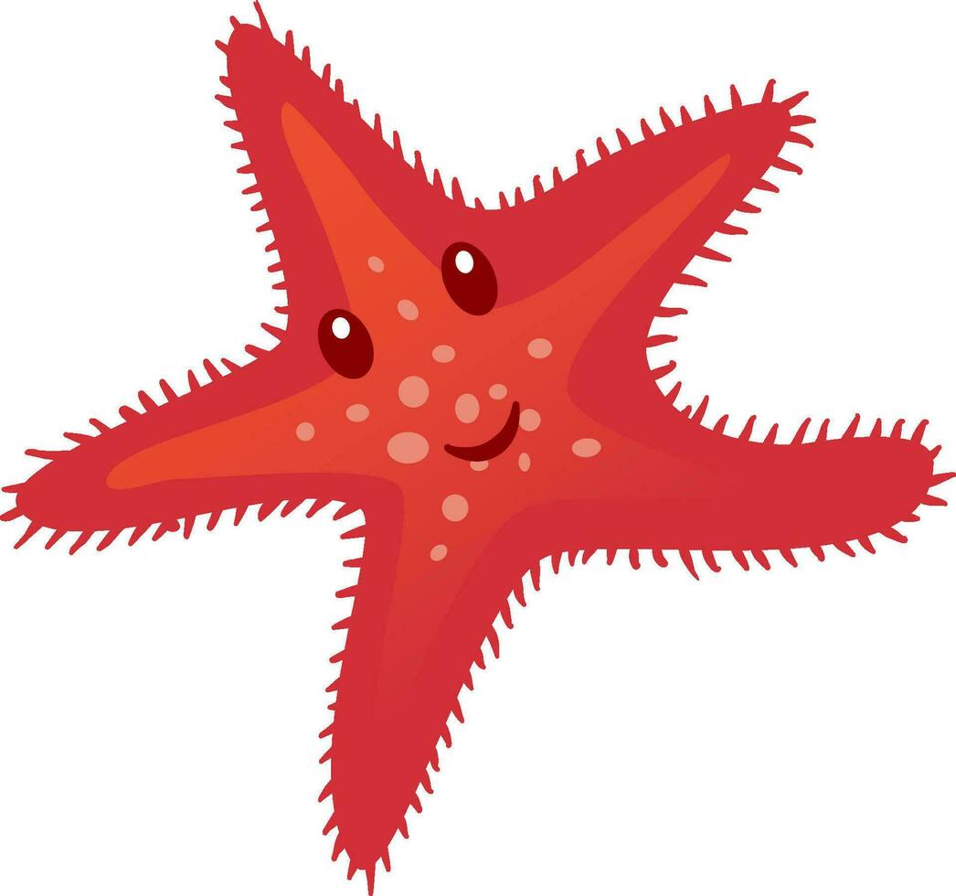 Sea star, starfish in flat style. Nautical icon in cartoon style, summer illustration. vector