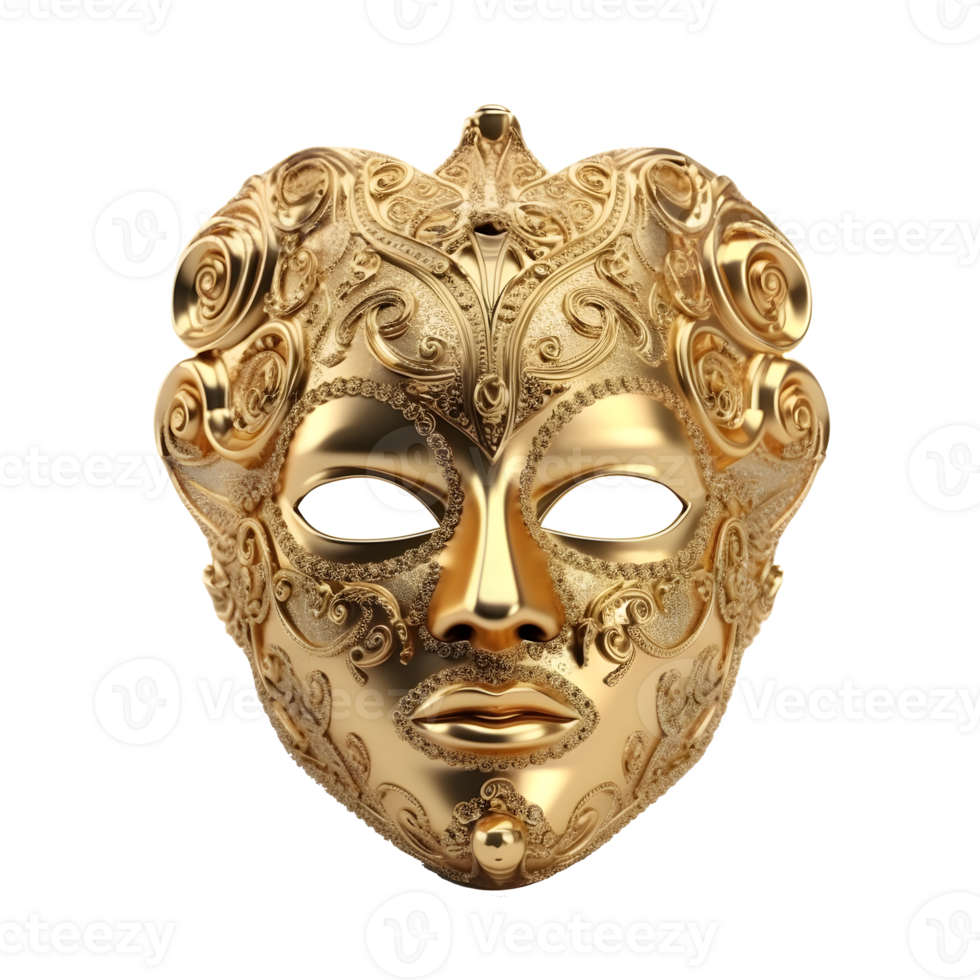 elegant carnival mask isolated on transparent background, generative ai png