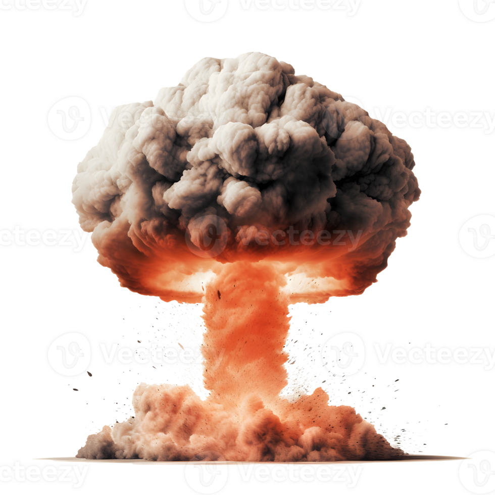 nuclear atomic explosions mushroom cloud isolated on transparent background , png