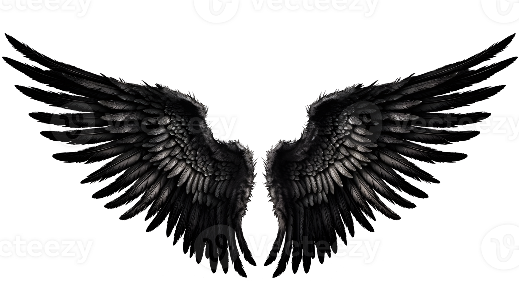black angel wings ornament isolated on a transparent background , png