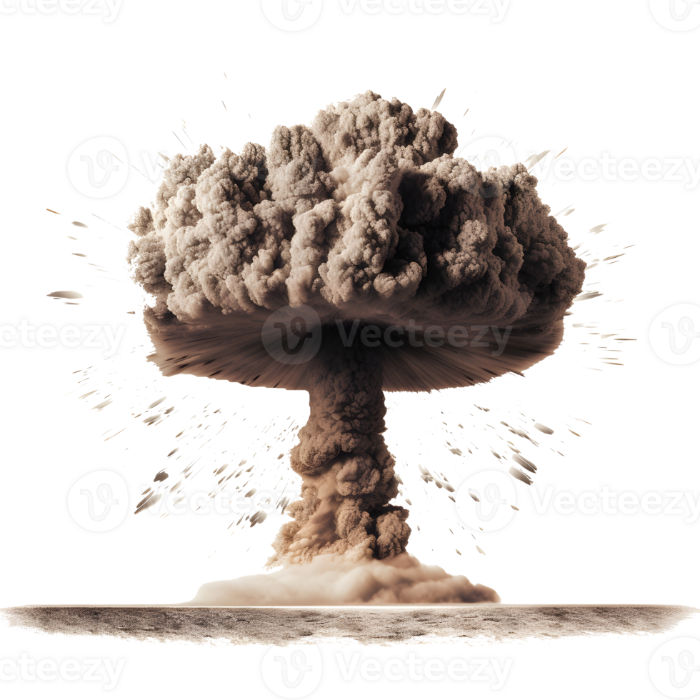 nuclear atomic explosions mushroom cloud isolated on transparent background , png
