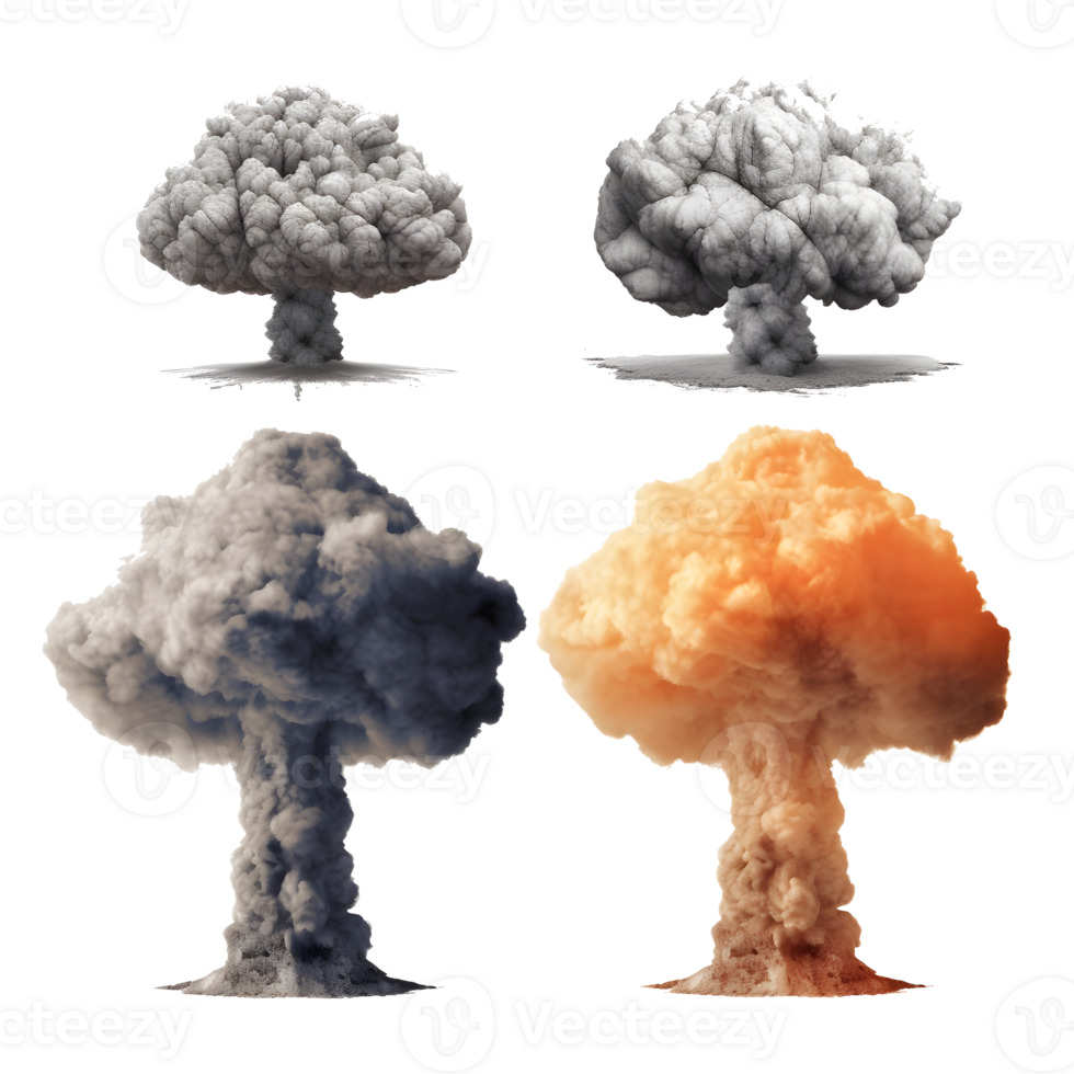 nuklear atomar Explosionen Pilz Wolke isoliert auf transparent Hintergrund ,generativ ai png