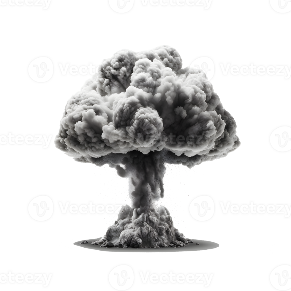 nuclear atomic explosions mushroom cloud isolated on transparent background ,generative ai png