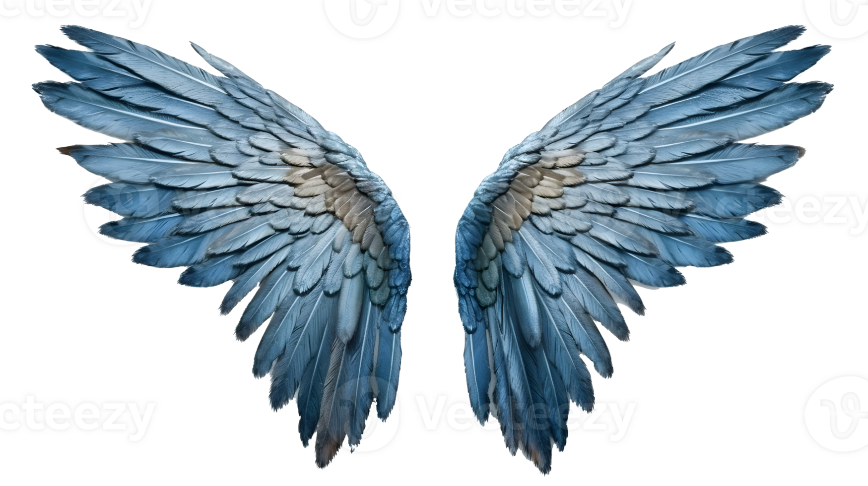 blue angel wings ornament isolated on transparent background ,generative ai png