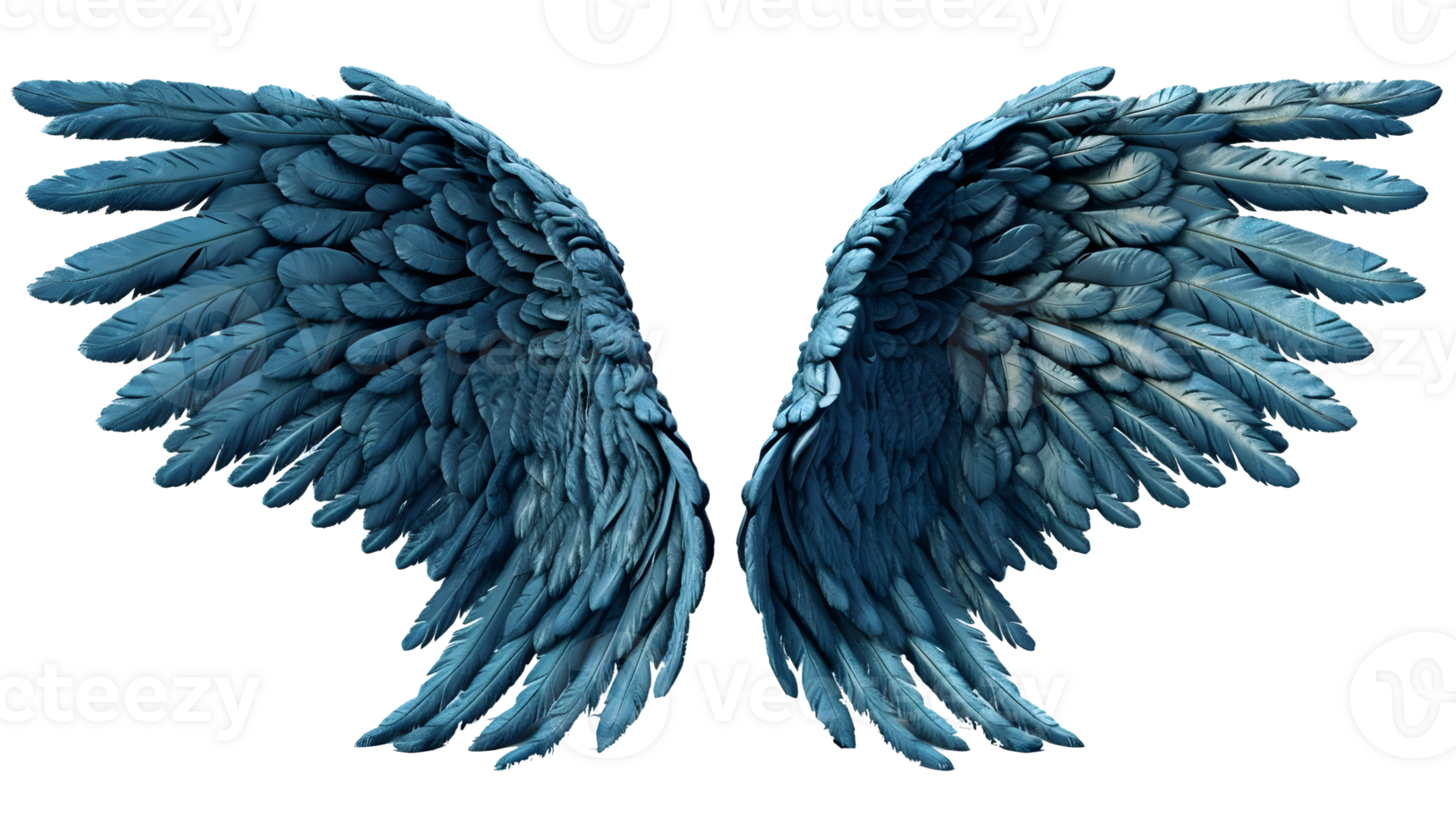 azul anjo asas enfeite isolado em transparente fundo , generativo ai png
