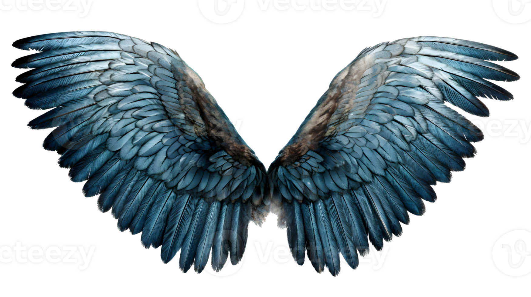 blue angel wings ornament isolated on transparent background ,generative ai png