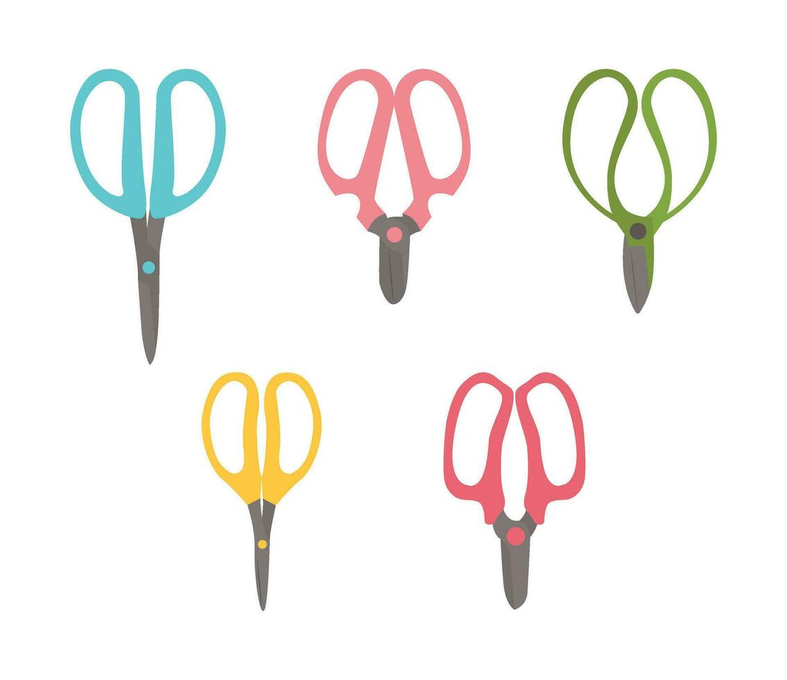 Set of colorful gardening scissors. vector