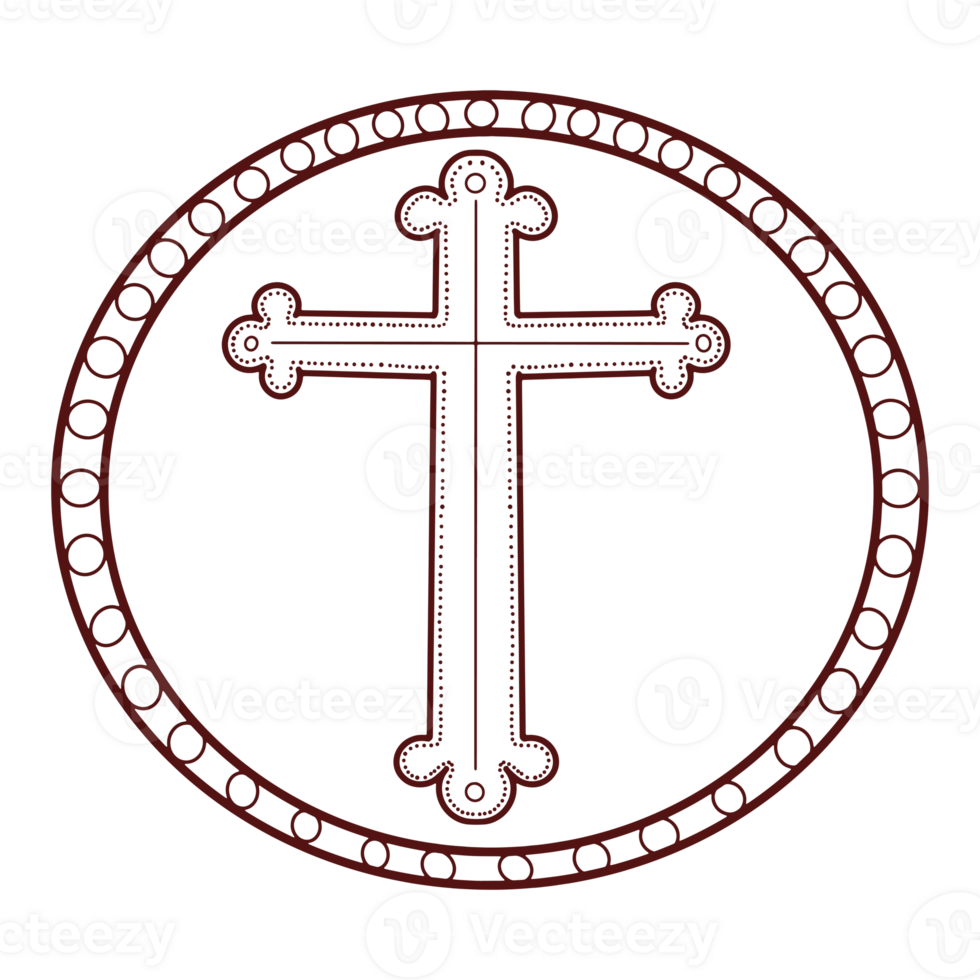 Christianity Element Hand Drawing Style with Cross Doodle png