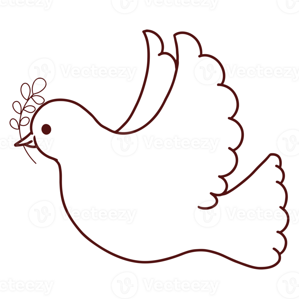 Christianity Element Hand Drawing Style with Dove Doodle png