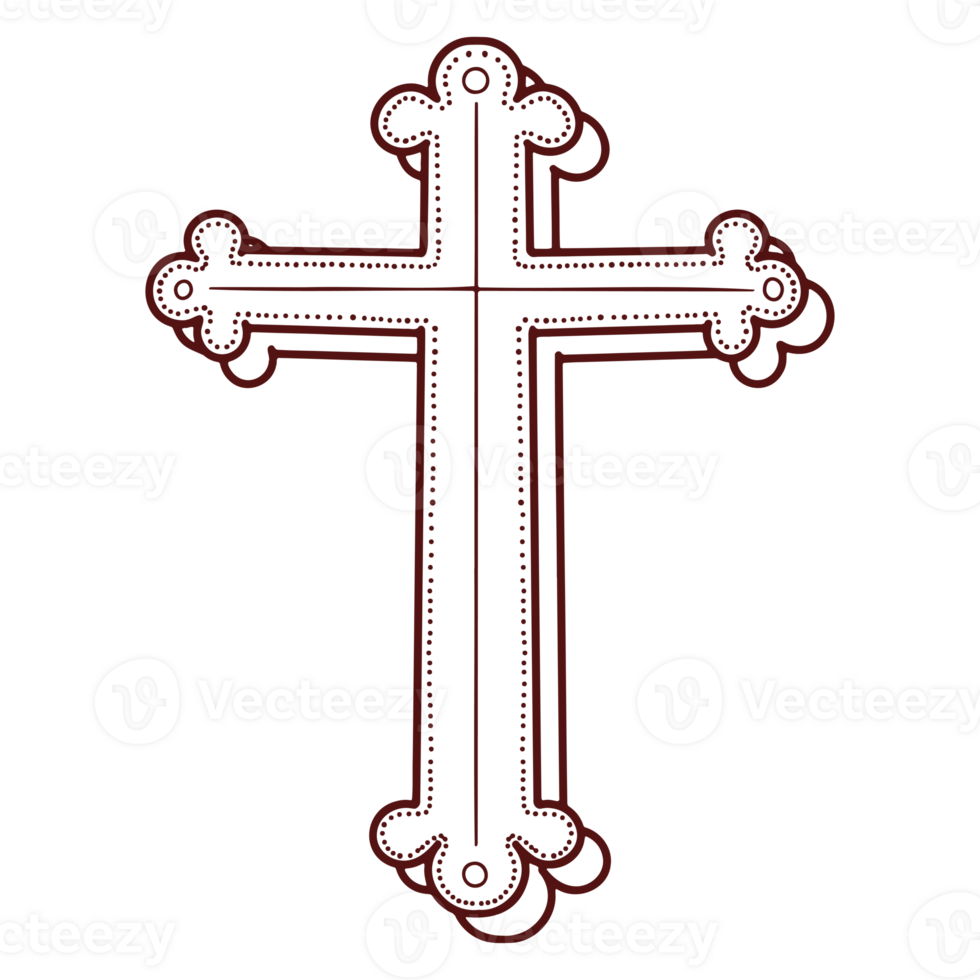 Christianity Element Hand Drawing Style with Cross Doodle png