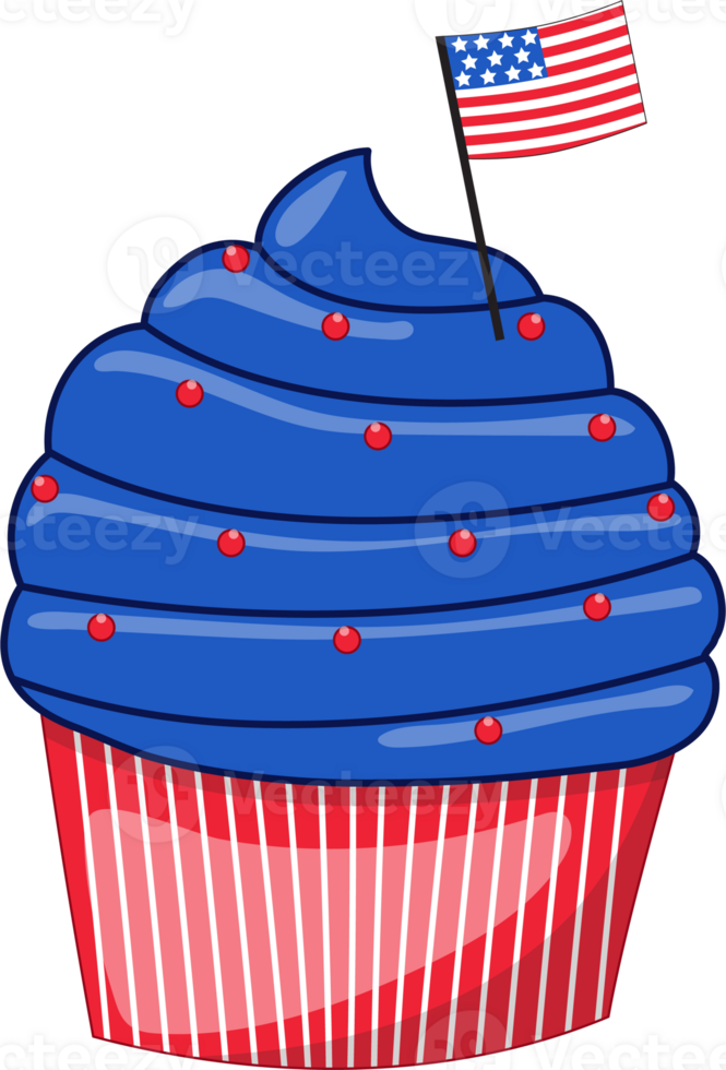 American Celebrating 4th Of July Independence Day with Cup Cake Cartoon