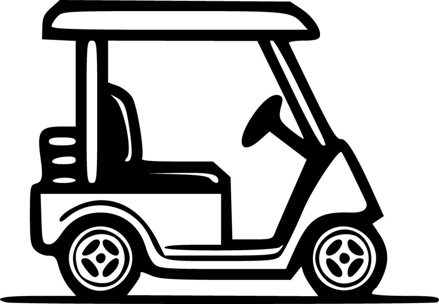 Golf cart black white vector illustration