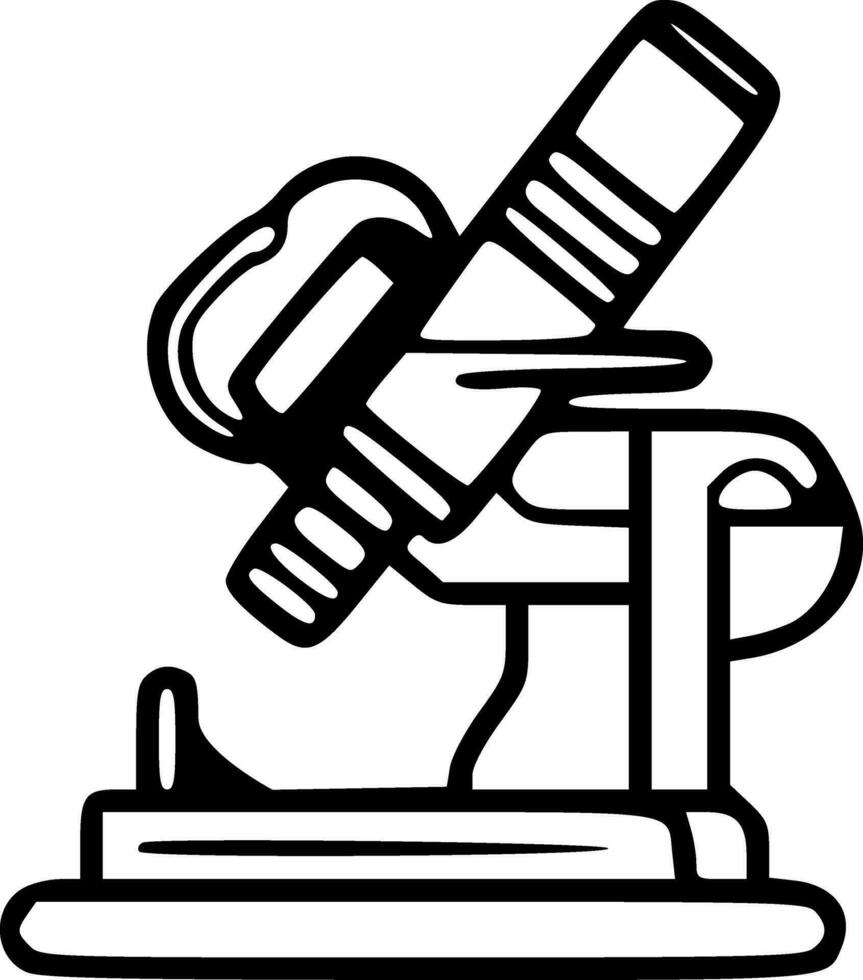 Microscope medical device black white vector illustration