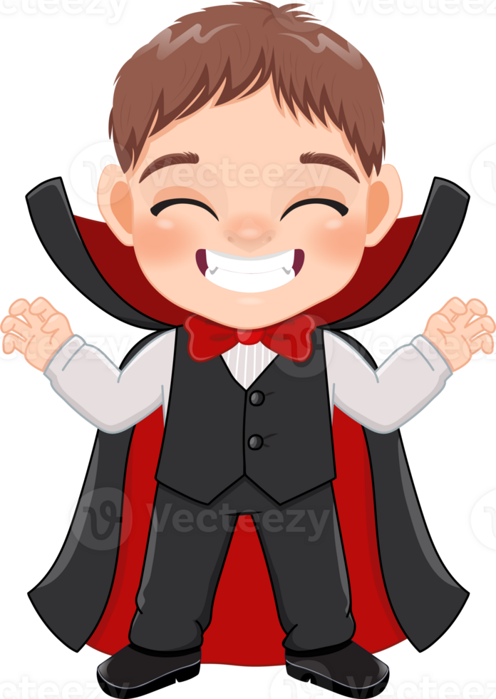 Little dracula with black suit, Halloween party with cute vampire cartoon character png