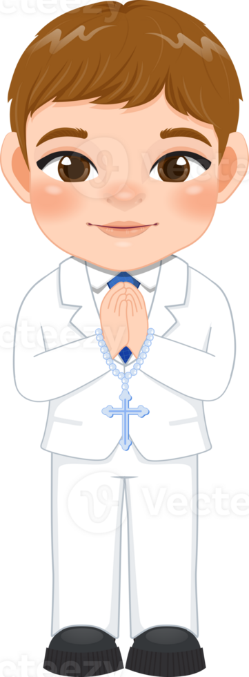 First communion boy praying has a rosary in his hand cartoon 25257251 PNG
