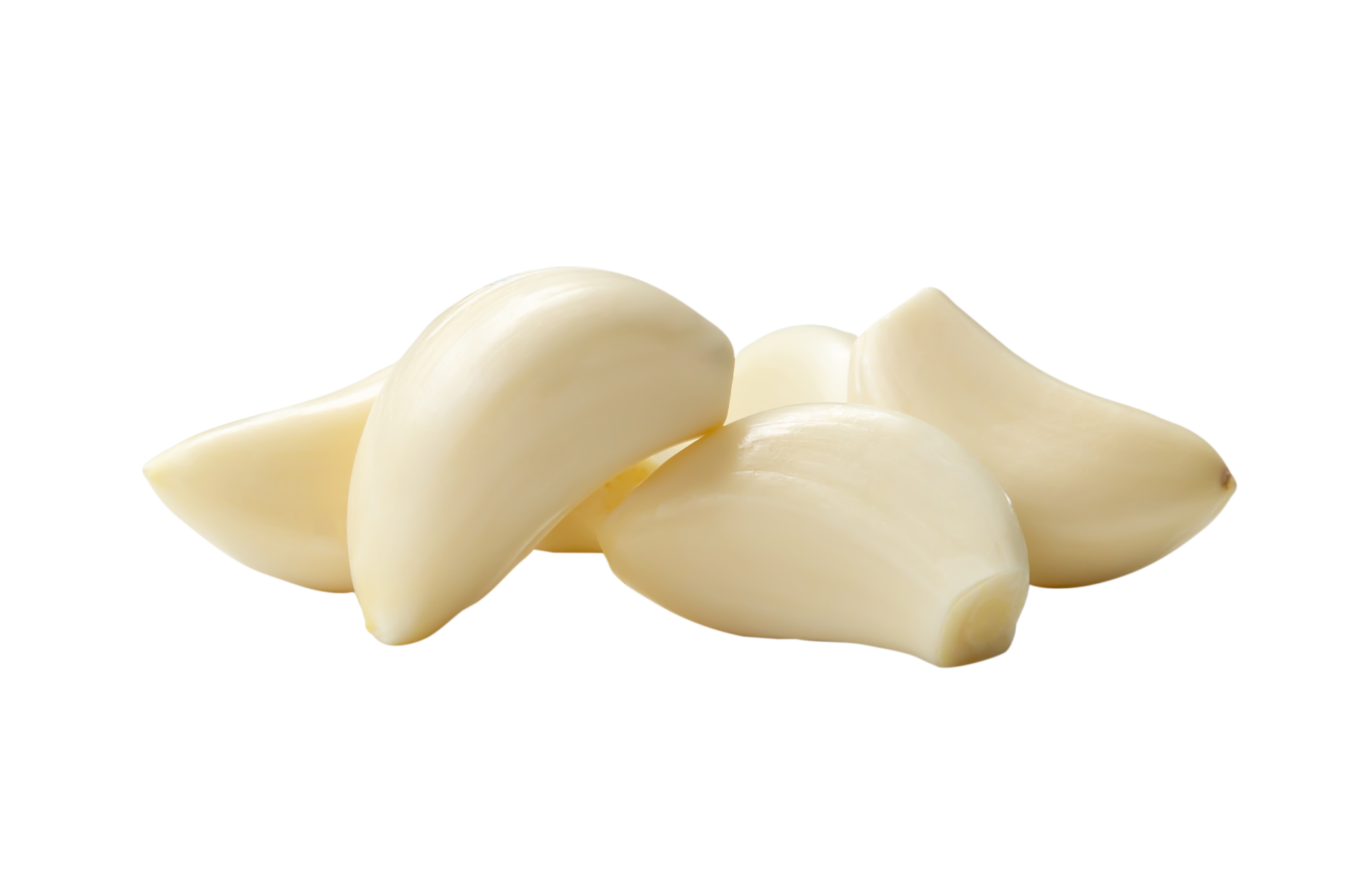 Peeled garlic cloves in stack isolated with clipping path in png file