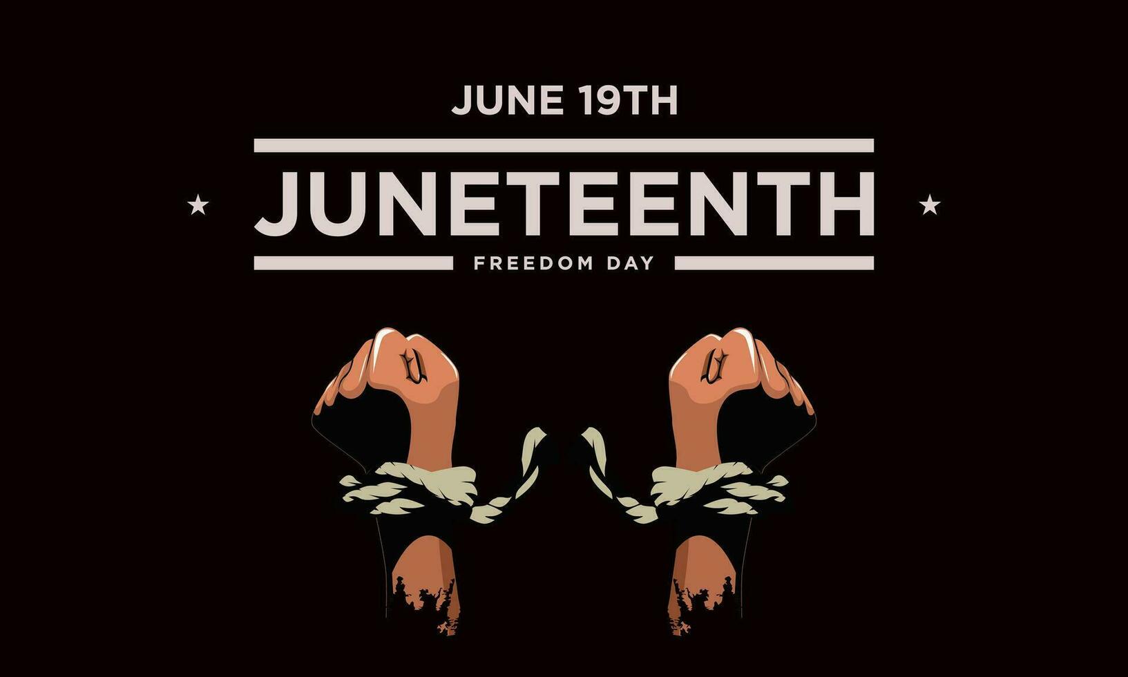 Juneteenth Independence Day. Freedom or Emancipation Day. The American holiday is celebrated on June 19. African-American history and heritage. Poster, greeting card, banner, and background. Vector