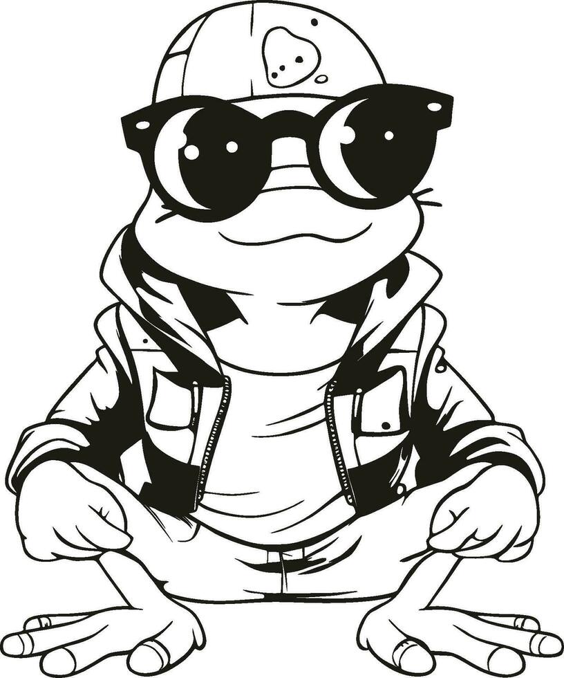 Cool little frog silhouette, Cute frog kid vector