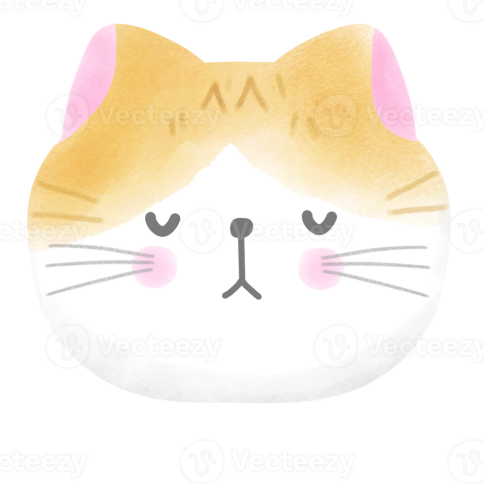 Cute cat international cat day kitten head watercolor style element