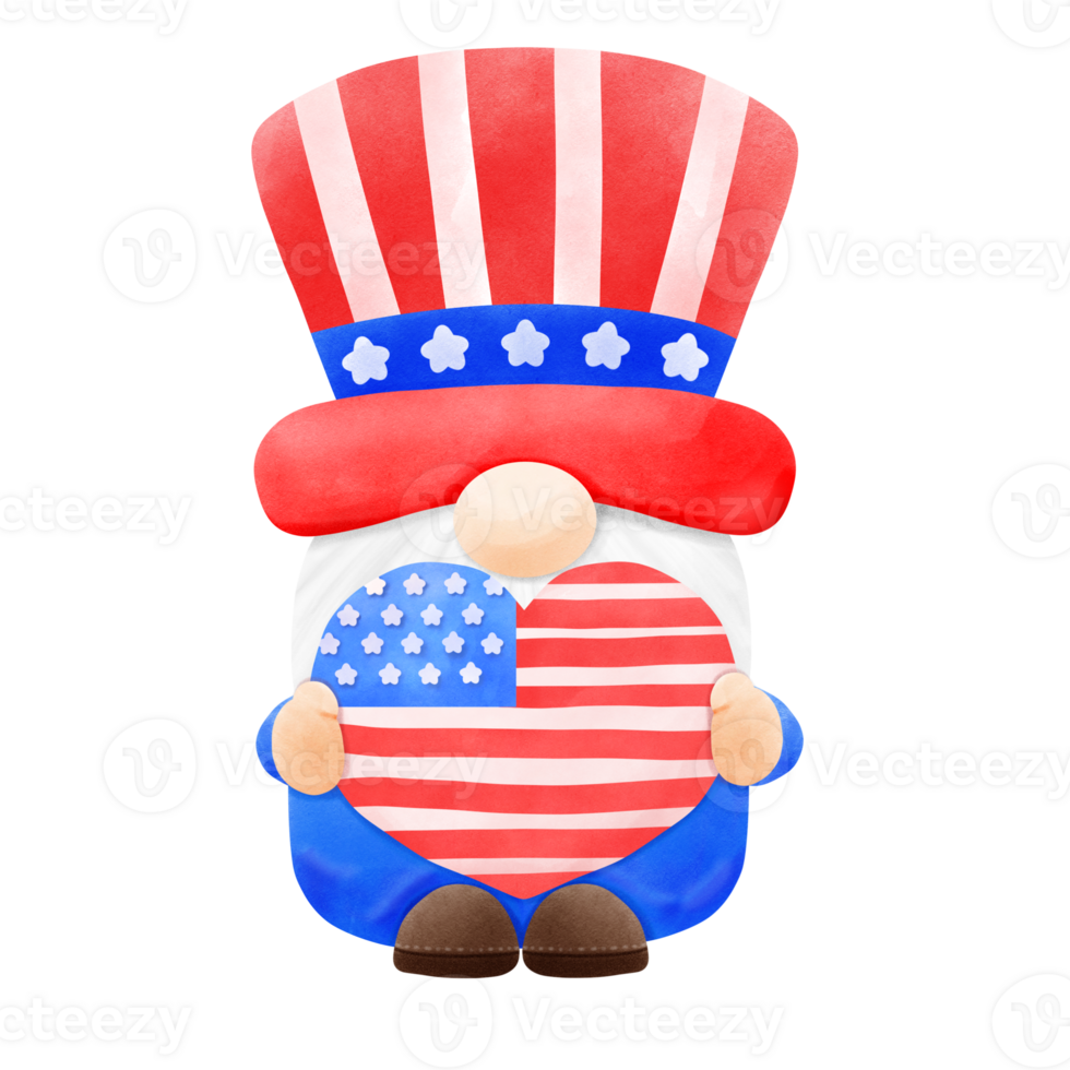 Happy 4th of July Gnome Illustration element png