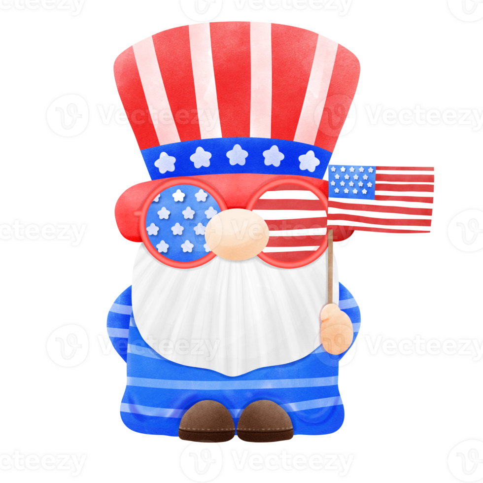 Happy 4th of July Gnome Illustration element png