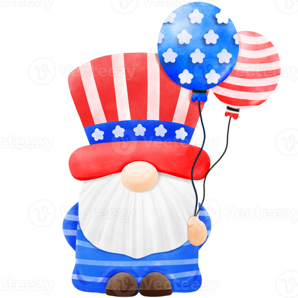 Happy 4th of July Gnome Illustration element png