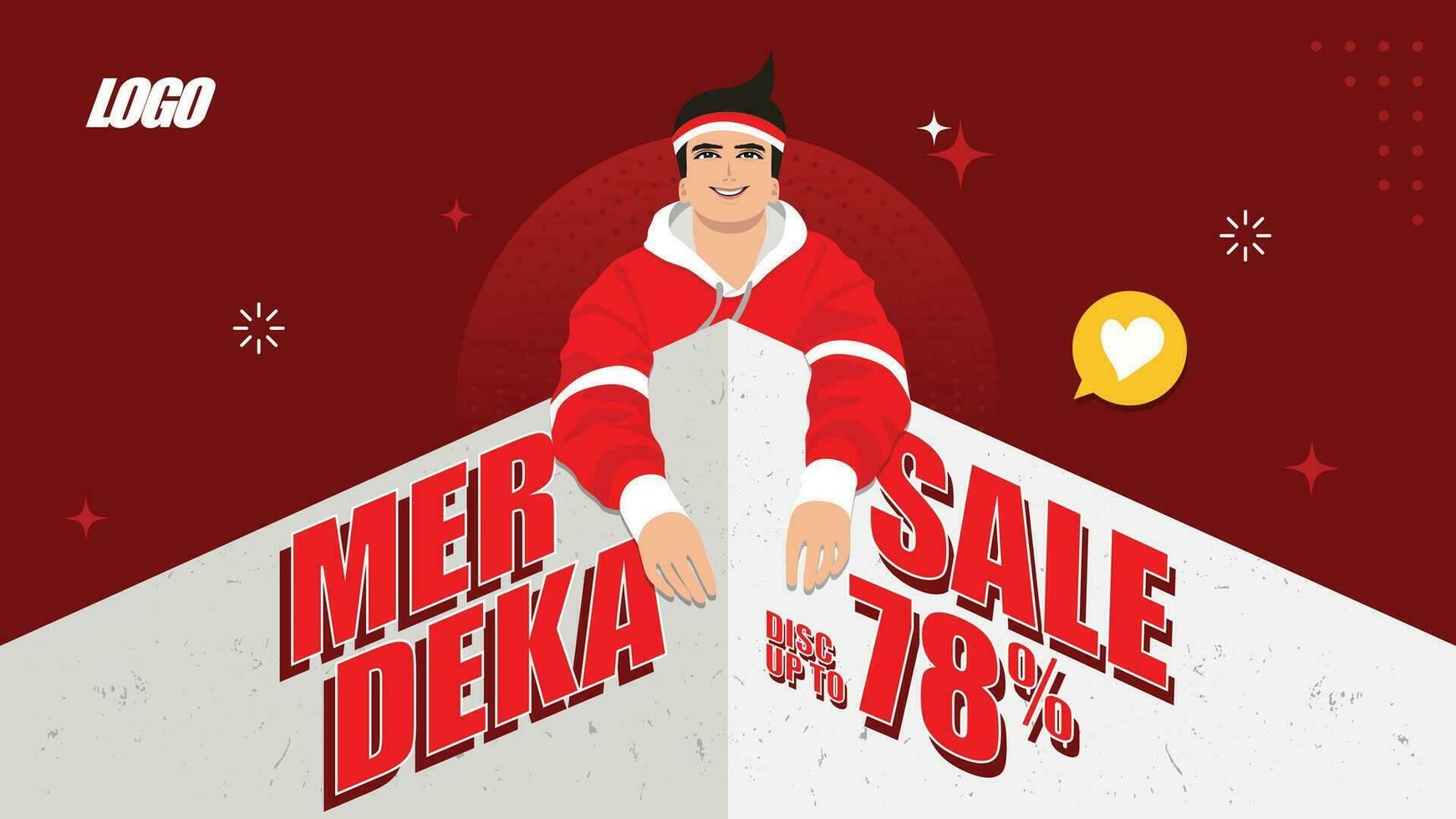 Merdeka sale social media banner template with red background vector