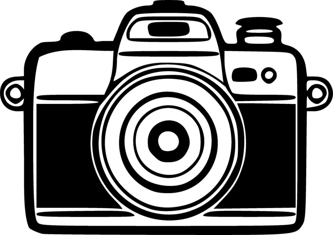 Vintage photo camera black outlines vector illustration