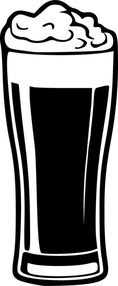 Beer in glass black outlines vector illustration