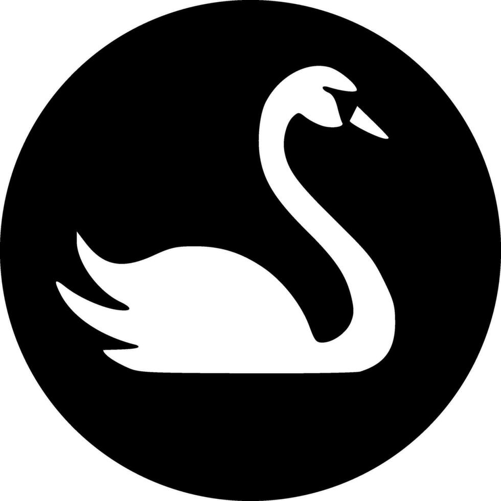 Swan icon logo black outlines monochrome vector illustration