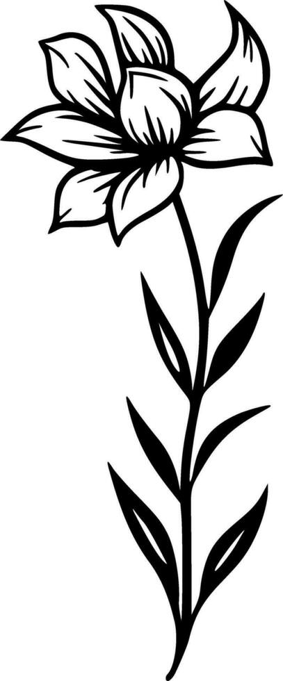 Flower black line vector illustration