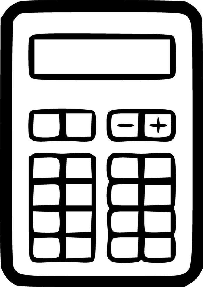 Calculator device black outlines vector illustration