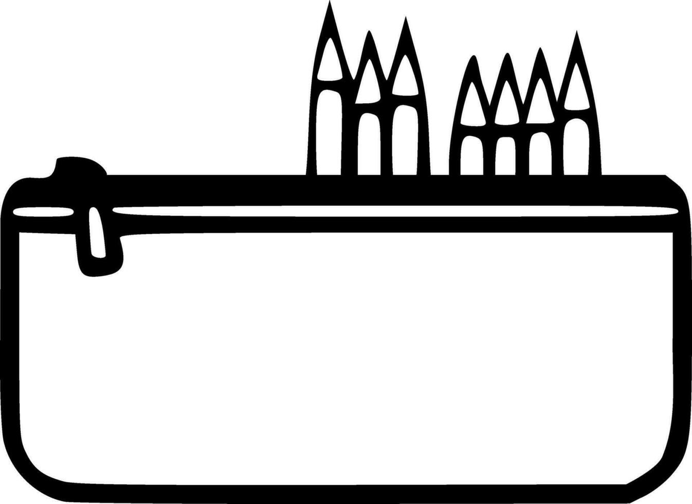 Pencil case black outlines vector illustration
