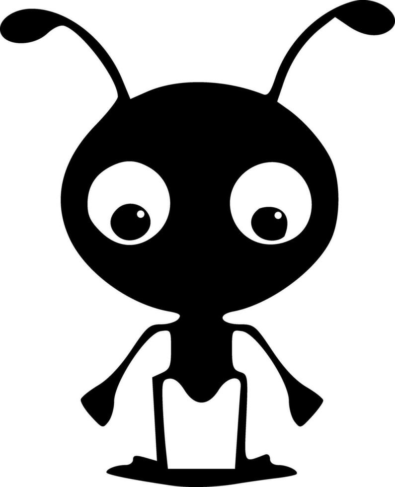 linda hormiga insecto negro contornos monocromo vector ilustración
