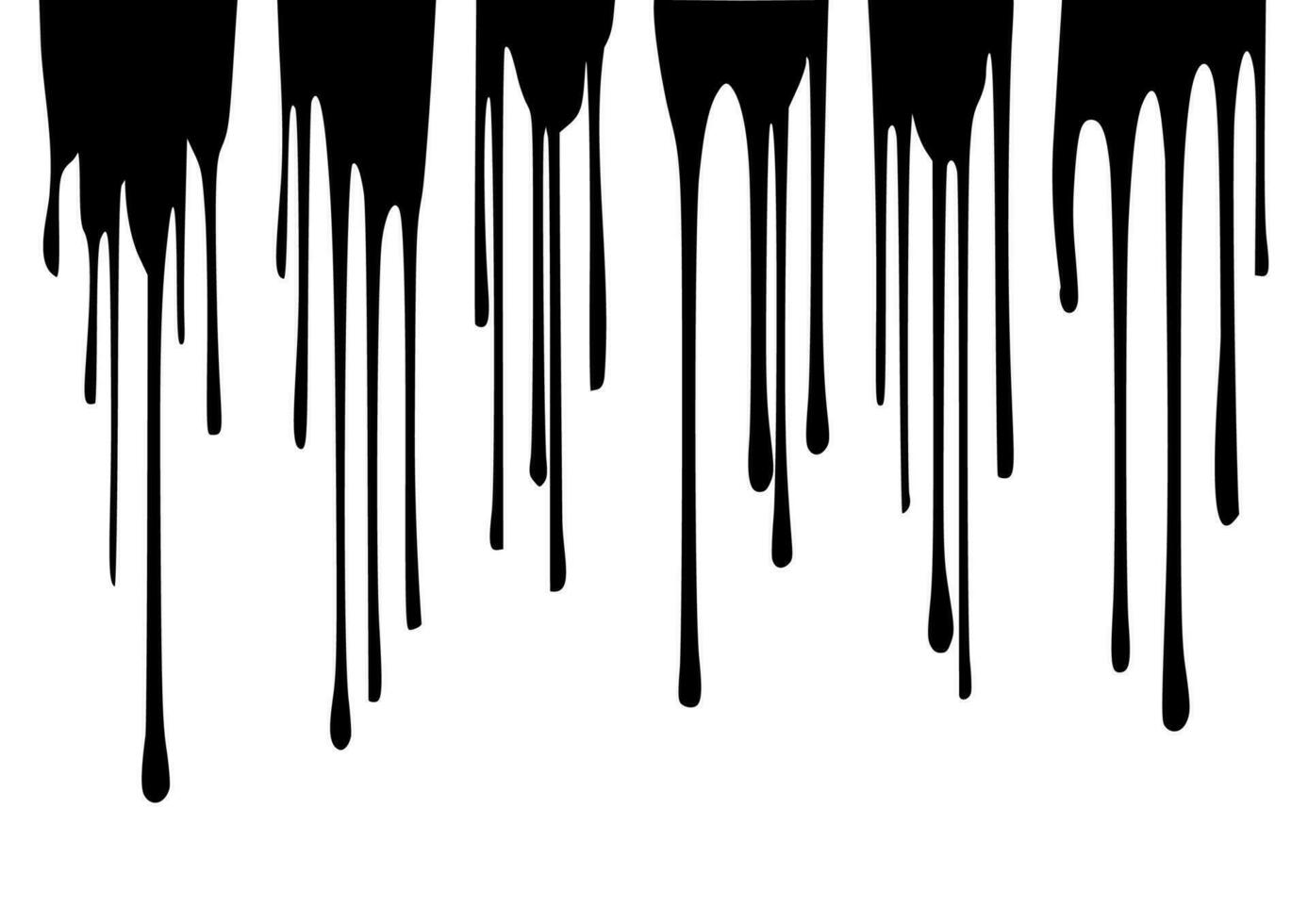 Black ink paint dripping element set transparent vector illustrations