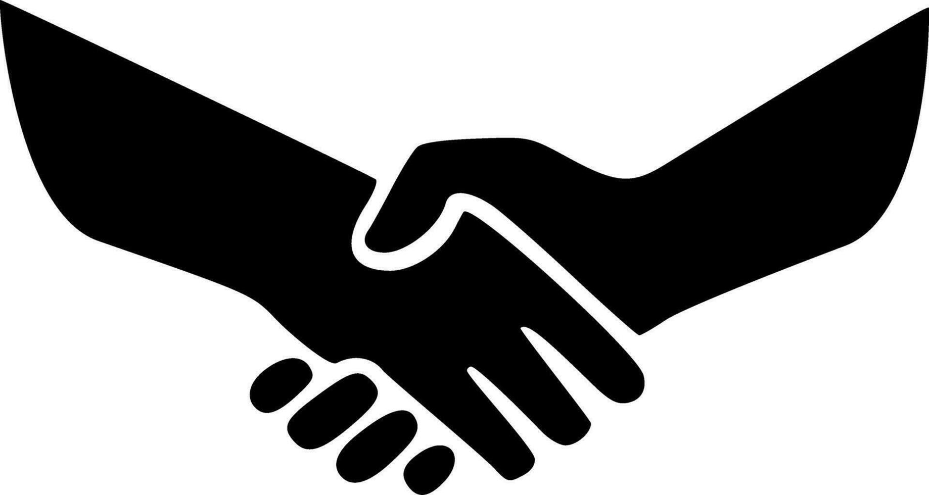 Handshake gesture icon black outlines vector illustration